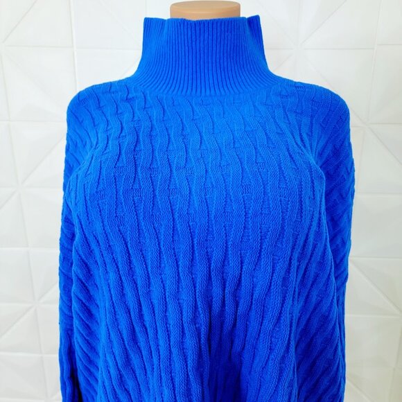 Lululemon Women's Pipe Dream Blue Cable-Knit Relaxed-Fit Turtle Neck Sweater M - Picture 3 of 9